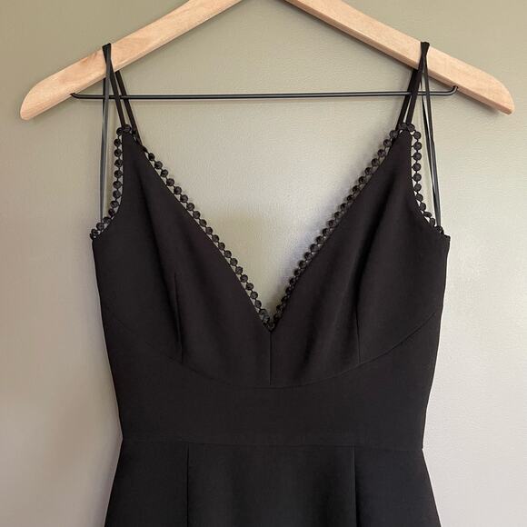 NICHOLAS‎ Crepe Fitted Panel Dress Black Size 0 Lace Embroidered Flounce Hem - Picture 5 of 16